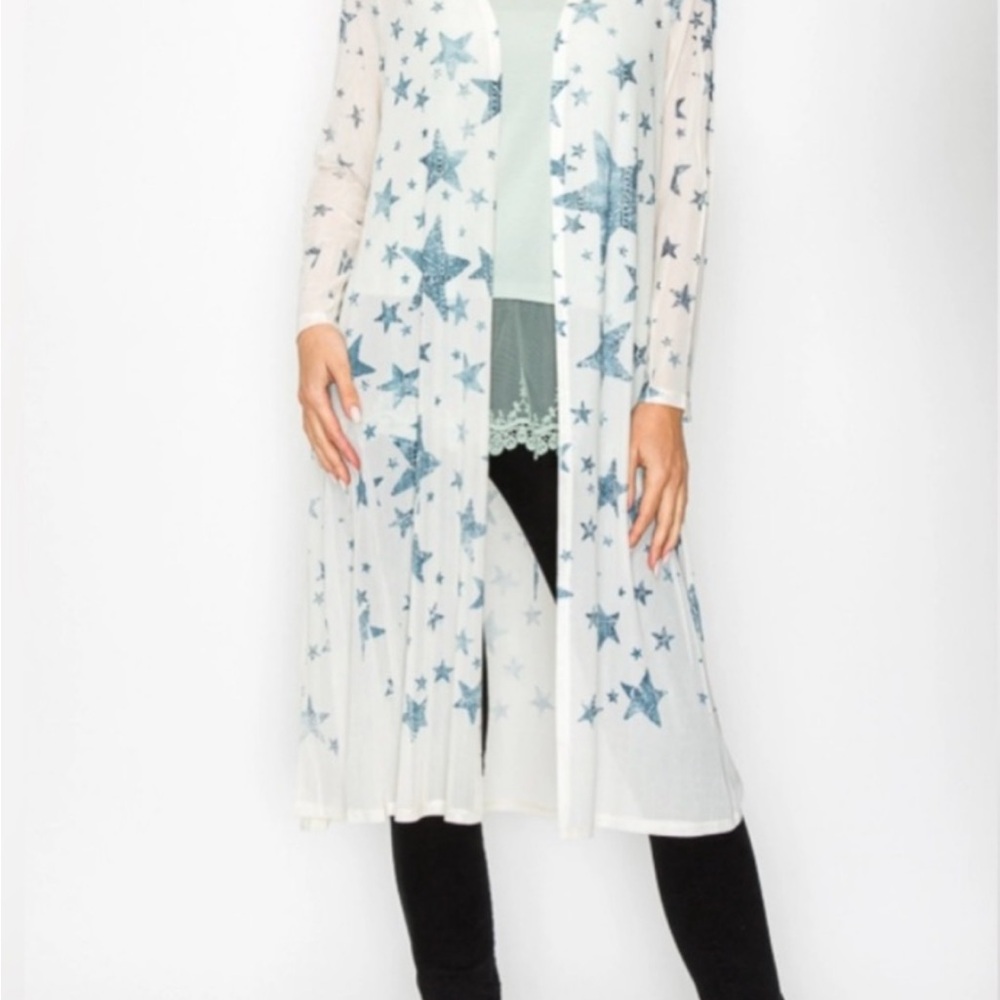 Origami Star Pattern Sheer Duster Kimono  size Small. NWOT